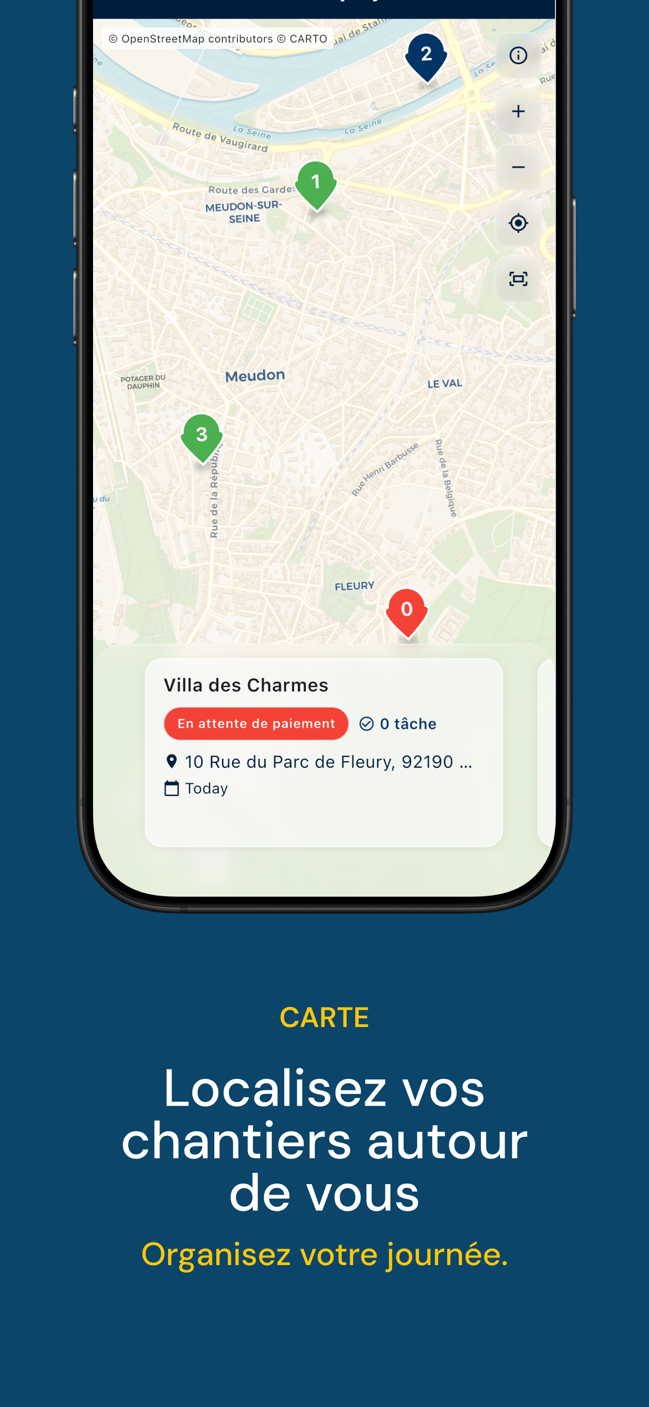 Carte — Localisez vos chantiers autour de vous